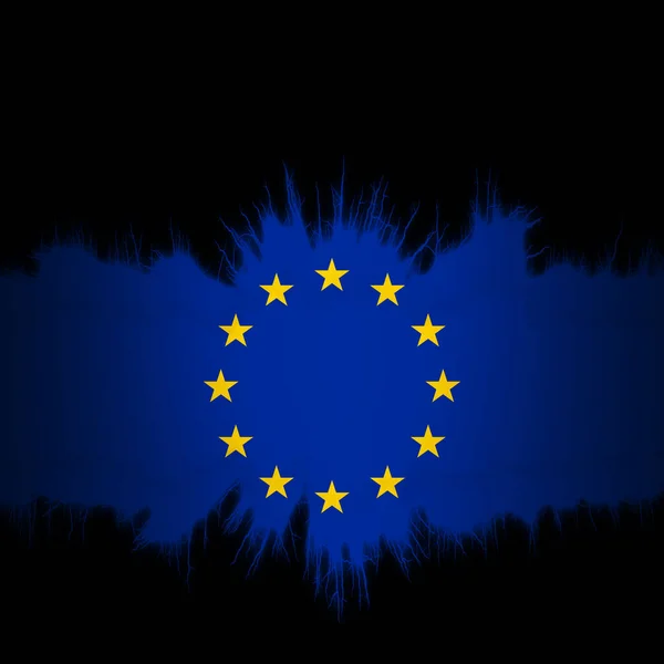 Europa Union Flagga Med Slitna Kanter Digital Illustration — Stockfoto