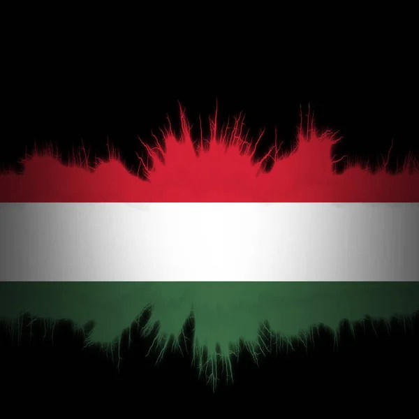 Флаг Венгрии Разорванными Краями Цифровая Иллюстрация — стоковое фото
