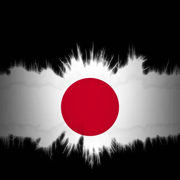 Bandera Japón Con Bordes Rasgados Ilustración Digital — Foto de Stock