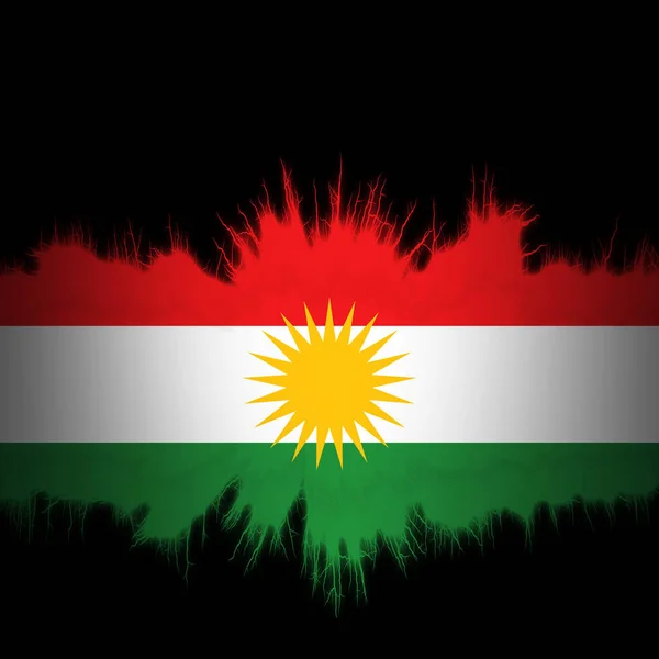 Kurdistan Flagge Mit Gerissenen Kanten Digitale Illustration — Stockfoto