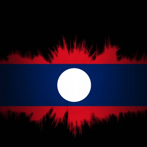 Bandera Laos Con Bordes Rasgados Ilustración Digital —  Fotos de Stock