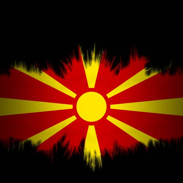 Прапор Македонії Розірваними Краями Цифрова Ілюстрація — стокове фото