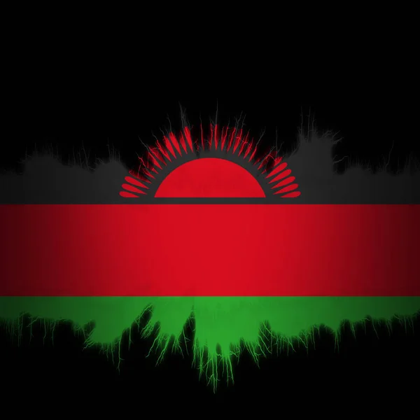 Bandeira Malawi Com Bordas Rasgadas Ilustração Digital — Fotografia de Stock