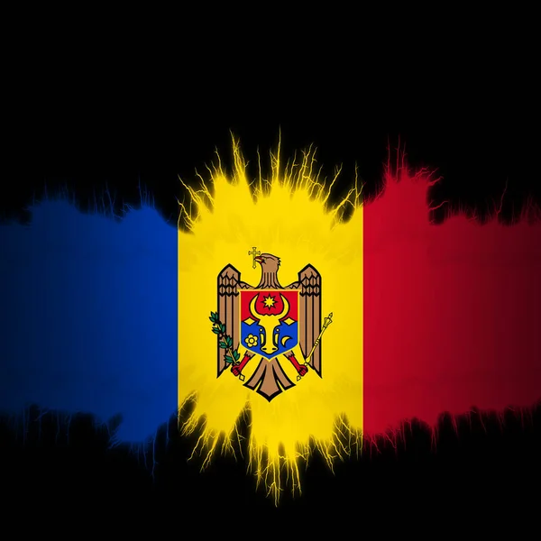 Bandera Moldavia Con Bordes Rasgados Ilustración Digital — Foto de Stock