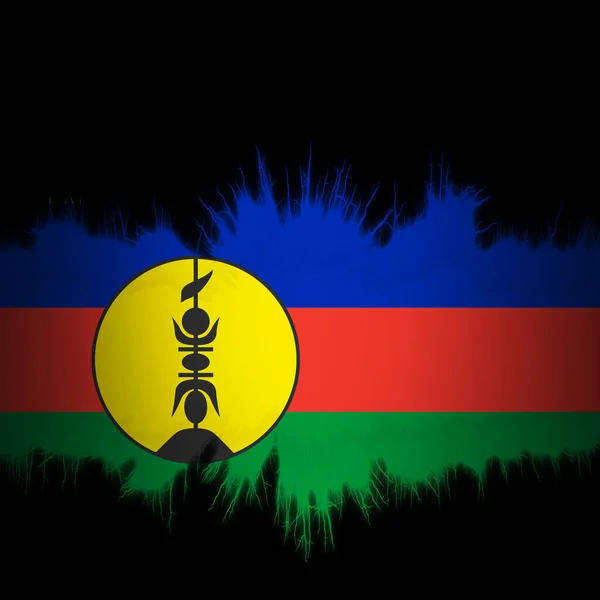 Nieuwe Caledonia Vlag Met Gescheurde Randen Digitale Illustratie — Stockfoto