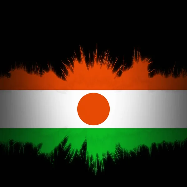 Bandera Níger Con Bordes Rasgados Ilustración Digital —  Fotos de Stock