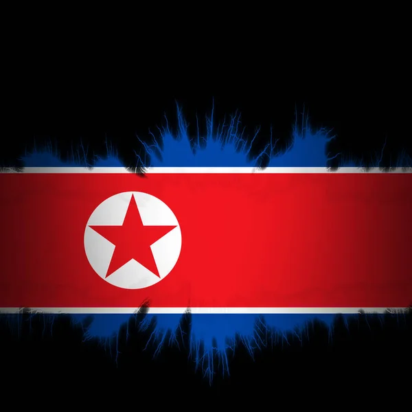 Bandeira Coreia Norte Com Bordas Rasgadas Ilustração Digital — Fotografia de Stock