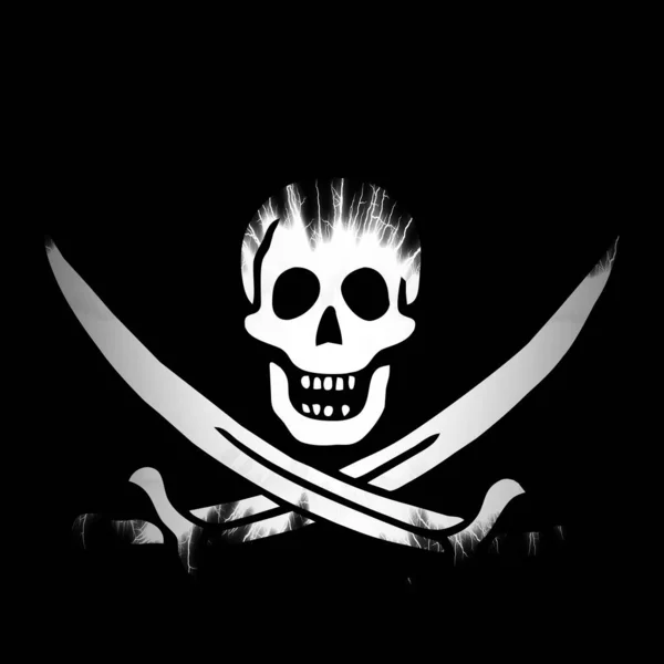 Pirate Flag Silk Digital Background — Fotografia de Stock