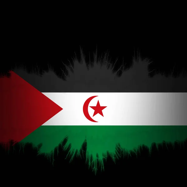 Bandera República Árabe Saharaui Democrática Con Bordes Rasgados Ilustración Digital —  Fotos de Stock