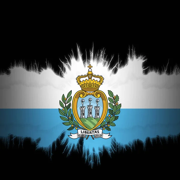 San Marino Flagge Mit Gerissenen Kanten Digitale Illustration — Stockfoto