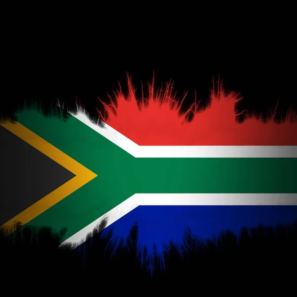 Bandiera Sudafricana Con Bordi Strappati Illustrazione Digitale — Foto Stock