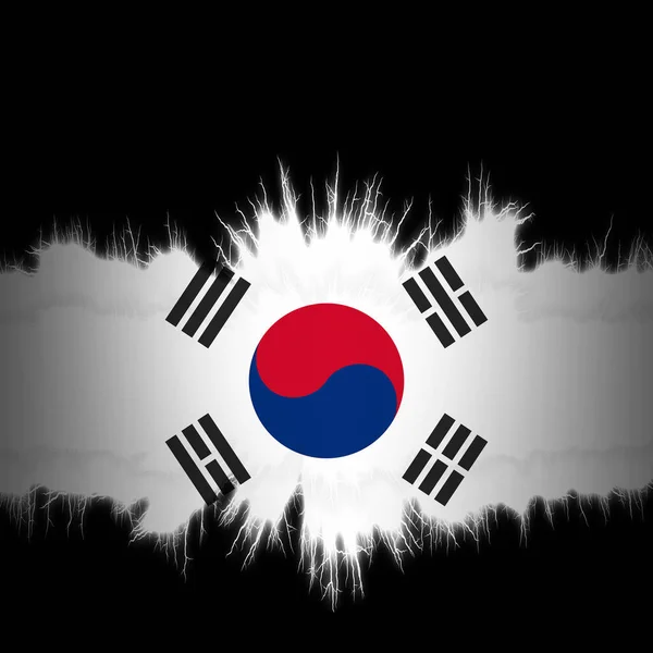 Bandiera Della Corea Del Sud Con Bordi Strappati Illustrazione Digitale — Foto Stock