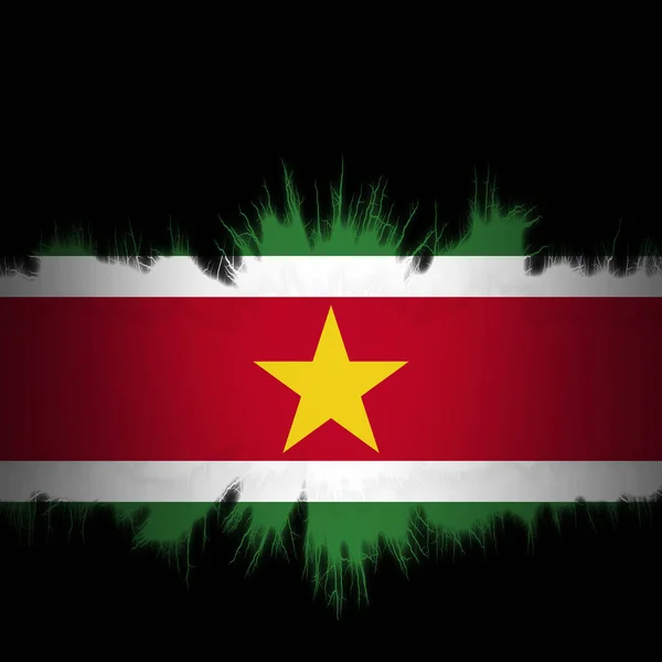 Příznak Surinam Roztrženými Hranami Digitální Ilustrace — Stock fotografie