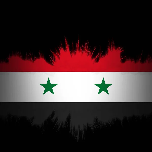 Syrien Flagga Med Slitna Kanter Digital Illustration — Stockfoto