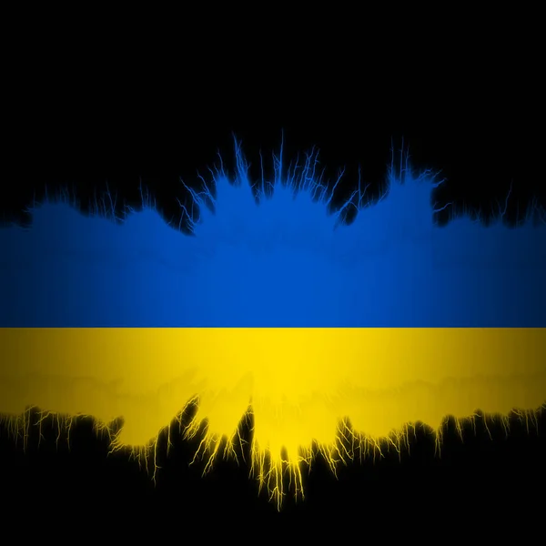 Ukraina Flagga Med Slitna Kanter Digital Illustration — Stockfoto