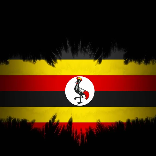 Uganda Flagga Med Slitna Kanter Digital Illustration — Stockfoto