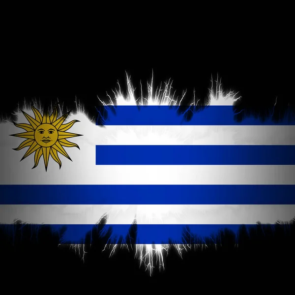 Uruguay Flagga Med Rivna Kanter Digital Illustration — Stockfoto