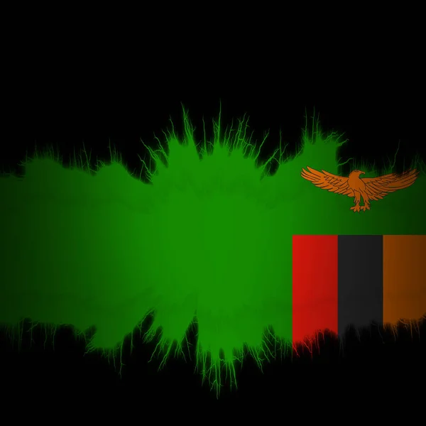 Bandera Zambia Con Bordes Rasgados Ilustración Digital — Foto de Stock