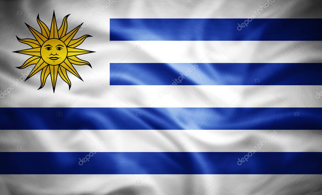realistic flag of Uruguay , 3d illustration
