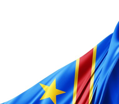 İpek desenli, dijital arkaplanlı Demokratik Cumhuriyet bayrağı