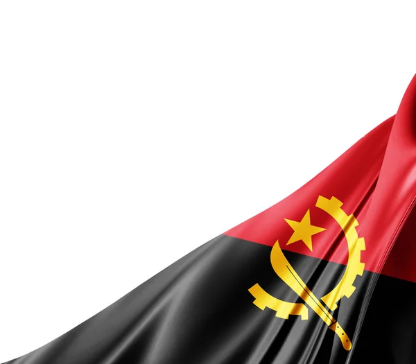Flaga Angoli Jedwabną Fakturą Tło Cyfrowe — Zdjęcie stockowe