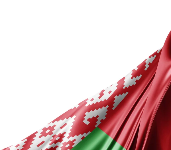 Wit Rusland Vlag Met Zijde Textuur Digitale Achtergrond — Stockfoto