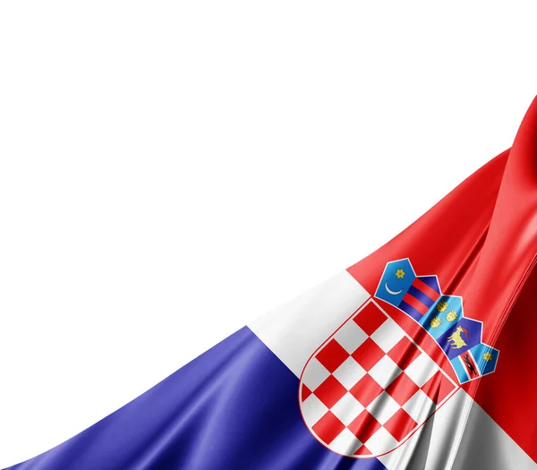 Bandera Croacia Con Textura Seda Fondo Digital — Foto de Stock