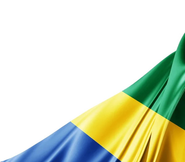 Gabon Vlag Met Zijde Textuur Digitale Achtergrond — Stockfoto