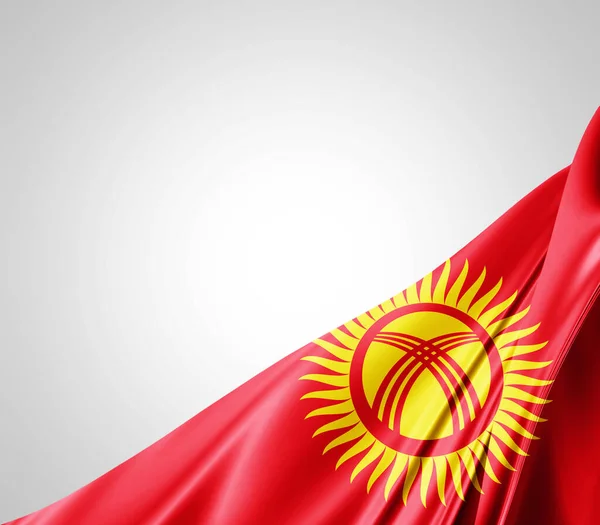 Kyrgyzstan Flag Silk Texture Digital Background — Stock Photo, Image