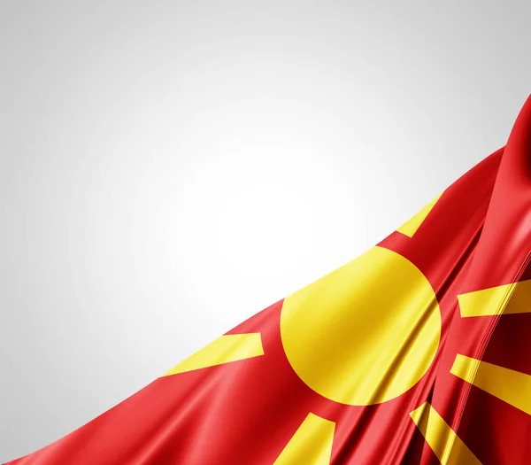 Bandera Macedonia Con Textura Seda Fondo Digital — Foto de Stock