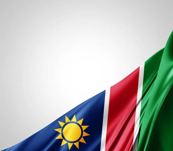 Namibië Vlag Met Zijde Textuur Digitale Achtergrond — Stockfoto