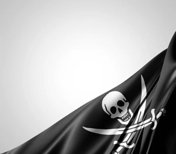 Bandera Pirata Con Textura Seda Fondo Digital —  Fotos de Stock