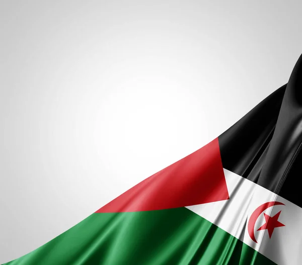 Bandeira República Democrática Árabe Saarauí Com Textura Seda Fundo Digital — Fotografia de Stock