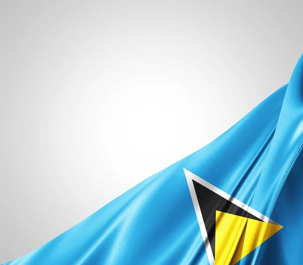 Saint Lucia Zászló Selyem Textúrával Digitális Háttérrel — Stock Fotó