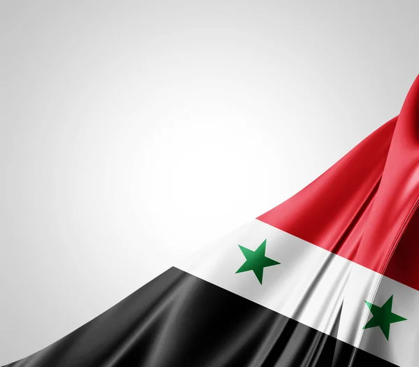 Syrien Flagga Med Silke Struktur Digital Bakgrund — Stockfoto