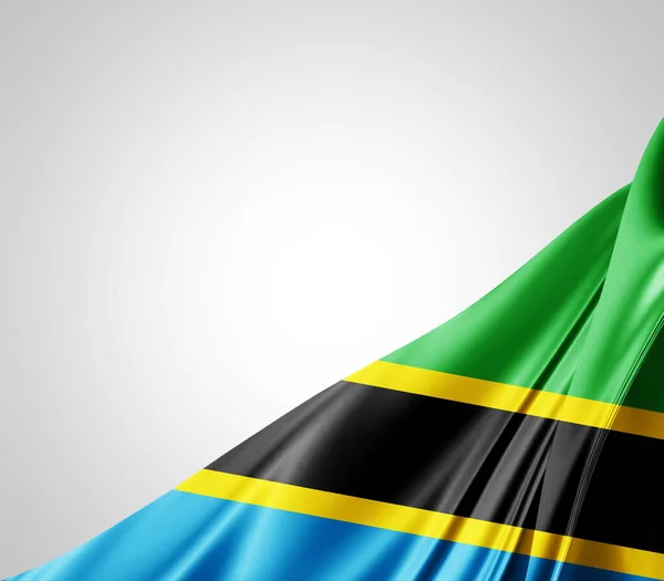 Флаг Танзании Шелковой Текстурой Цифровой Фон — стоковое фото