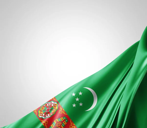 Turkmenistan Flag Silk Texture Digital Background — Stock Photo, Image