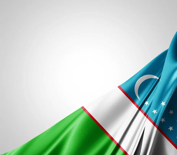 Oezbekistan Vlag Met Zijde Textuur Digitale Achtergrond — Stockfoto