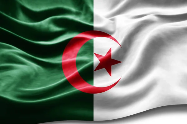 Флаг Алжира Шелковой Текстурой Цифровой Фон — стоковое фото
