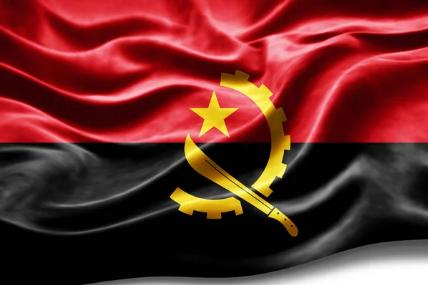 Bandeira Angola Com Textura Seda Fundo Digital — Fotografia de Stock