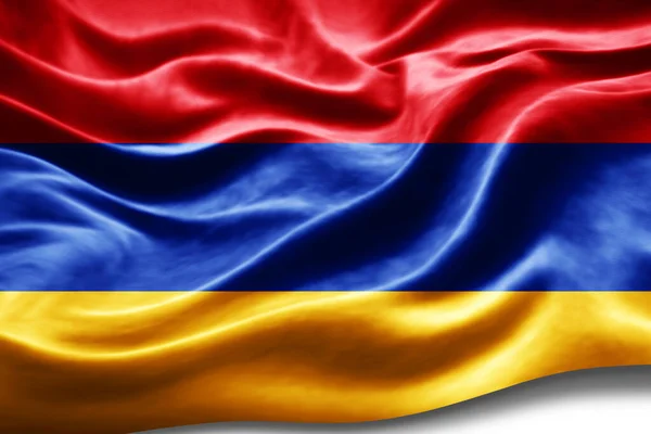 Bandera Armenia Con Textura Seda Fondo Digital — Foto de Stock