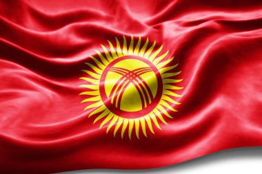 İpek desenli Kırgızistan bayrağı, dijital arkaplan