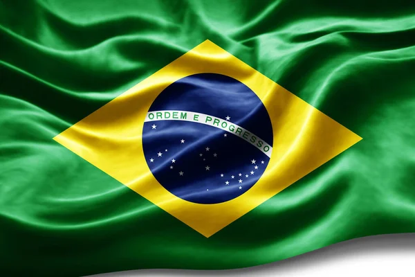 Bandiera Brasile Con Trama Seta Sfondo Digitale — Foto Stock