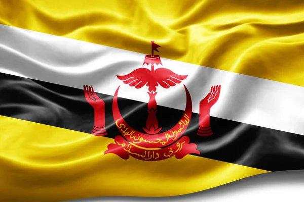 Bandeira Brunei Com Textura Seda Fundo Digital — Fotografia de Stock