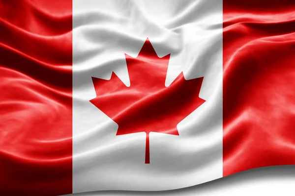 Canada Vlag Met Zijde Textuur Digitale Achtergrond — Stockfoto