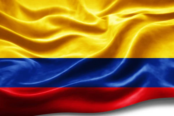 Colombia Flagga Med Silke Konsistens Digital Bakgrund — Stockfoto