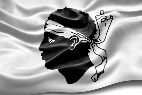Флаг Корсики Шелковой Текстурой Цифровой Фон — стоковое фото