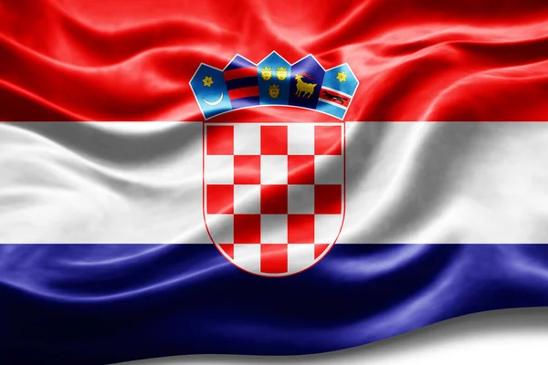 Chorvatsko Vlajka Hedvábnou Texturou Digitální Pozadí — Stock fotografie