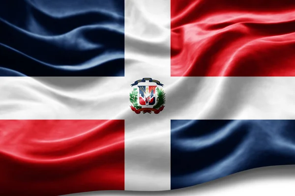 ドミニカ共和国の国旗と絹の質感 デジタル背景 — ストック写真