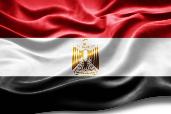 Bandeira Egito Com Textura Seda Fundo Digital — Fotografia de Stock